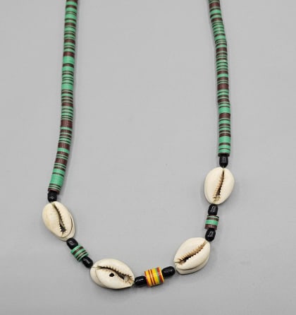 African Crowie Shell Beaded Necklace Necklace measures 20" According to the African legends, the (1 of 8)