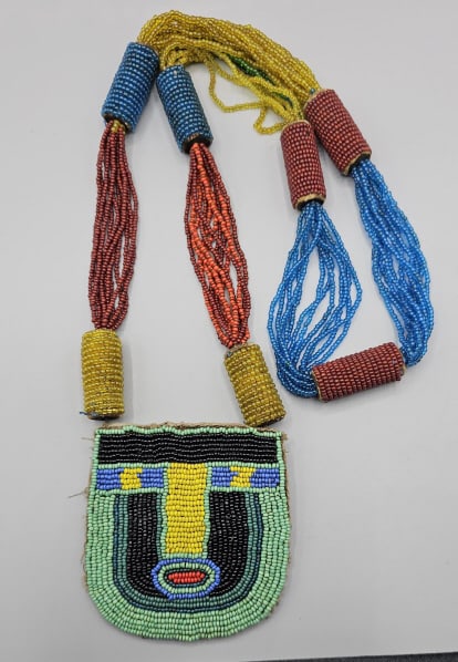 Handmade Tribal Beaded Necklace Measures 44" long. (1 of 9)