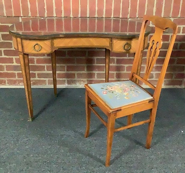 Antique Leather Top Desk & Chair With Glass Top PROVENANCE: Private (1 of 17)