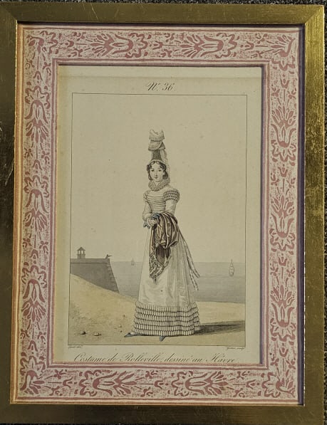 Antique Framed Fashion Engraving Georges Gatine #1 ARTIST: Jacques Gatine (1 of 12)