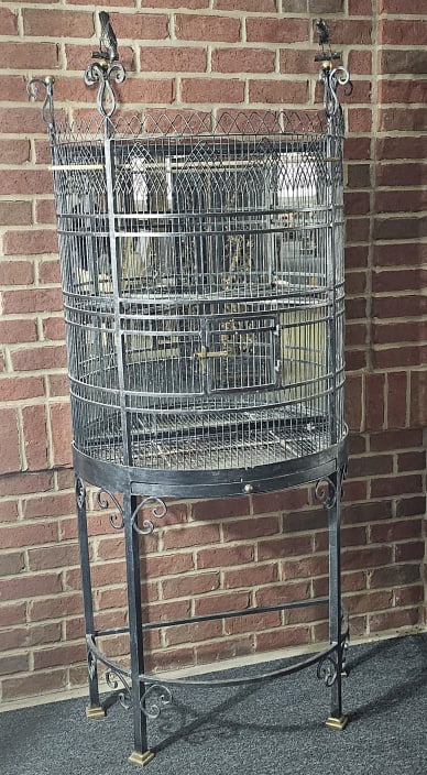 Large Ornate Mirrored Metal Floor Bird Cage MATERIAL: Metal Wire (1 of 16)
