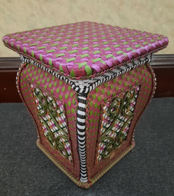 Mackenzie Childs Floral Resin Wicker End Table PROVENANCE: Private (1 of 10)
