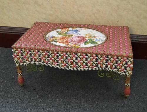 Mackenzie Childs Floral Resin Wicker Coffee Table PROVENANCE: Private (1 of 10)