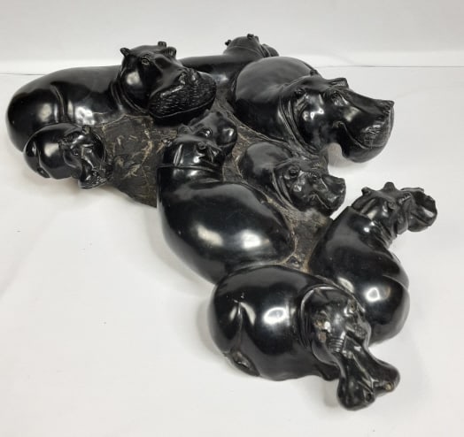 Heavy stone Hippopotamus Sculpture PROVENANCE: Private Estate  TYPE: Sculpture MATERIAL: Stone (1 of 5)