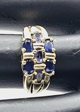 10K Checkerboard Tanzanite & Sapphire Ring Gold Content: 10K Yellow Gold (1 of 13)