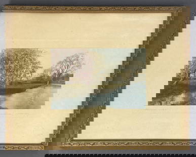 Blossom Cove by Wallace Nutting Signed Hand tinted photograph by Wallace Nutting, signed in pencil,: Hand tinted photograph by Wallace Nutting, signed in pencil, titled Blossom Cove. Artwork is 9 1/2 X 6 inches in size, frame is 17 3/4 X 14 inches in size. Please see images for details regarding cond