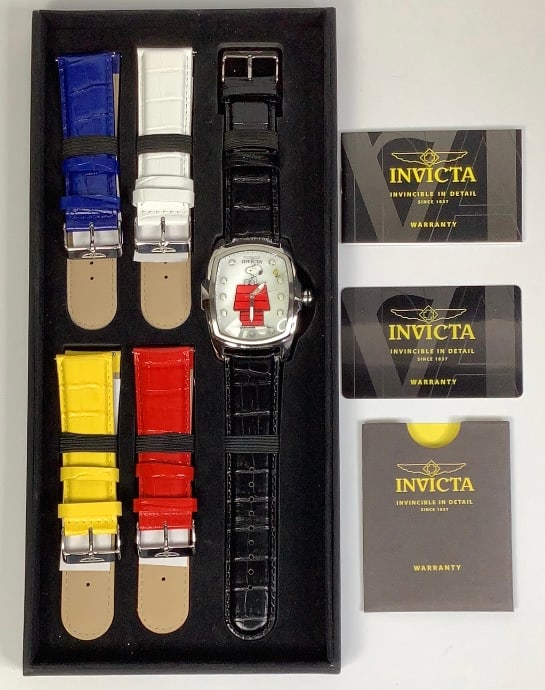 Invicta Peanuts Watch & Assorted Color Straps In: In box Untested Please see images for details regarding condition.