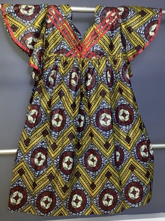 Handmade African Print Dress Moo Moo Measures 16" at the shoulders & 50": Measures 16" at the shoulders & 50" long. Please see images for details regarding condition.