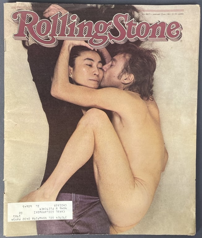 Rolling Stone John Lennon & Yoko Ono Cover Issue January 22, 1981 issue of Rolling Stone with John: January 22, 1981 issue of Rolling Stone with John and Yoko on the cover. Issue is memorial to John Lennon, with lots of color and black and white full page images. Small tear on back cover.