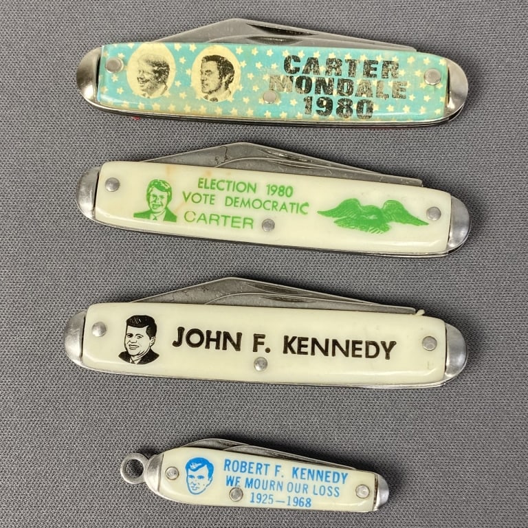 Kennedy and Carter Pocket Knives Four small pocket or pen knives, two for Jimmy Carter, one for John (1 of 9)