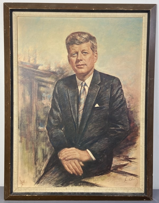 John F Kennedy Framed Portrait Louis Lupas Color wash reproduction of the portrait of JFK by Louis (1 of 6)