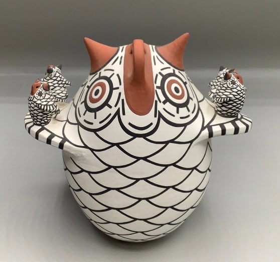 M.K. Seowtewa Storyteller Pottery Owl from Zuni Pueblo (1 of 9)