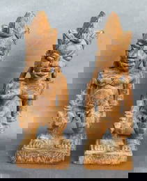 African Hand Carved Man and Women Measures: 8"T
