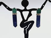 900 Silver Lapis & Malachite Earrings Earrings weigh 5.5