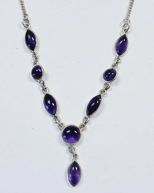 Sterling Silver Amethyst Drop Necklace Necklace weighs 8.3 (1 of 5)