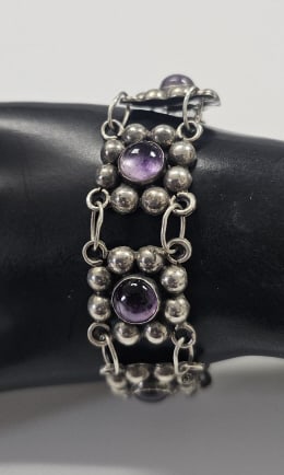 Vintage Taxco Mexico Sterling Amethyst Bracelet Bracelet weighs 23.8 (1 of 7)