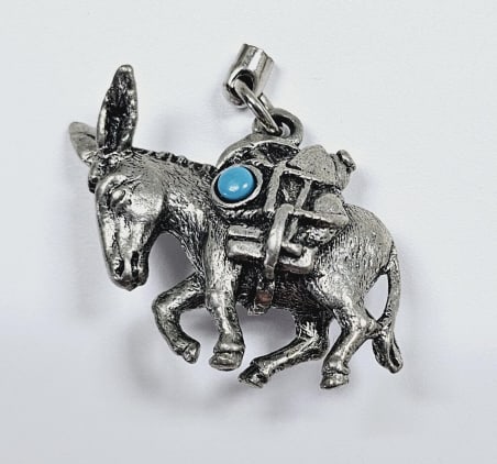 Vintage J Ritter Pewter Donkey Pendant This is a vintage pewter pendant of a donkey, likely a (1 of 5)