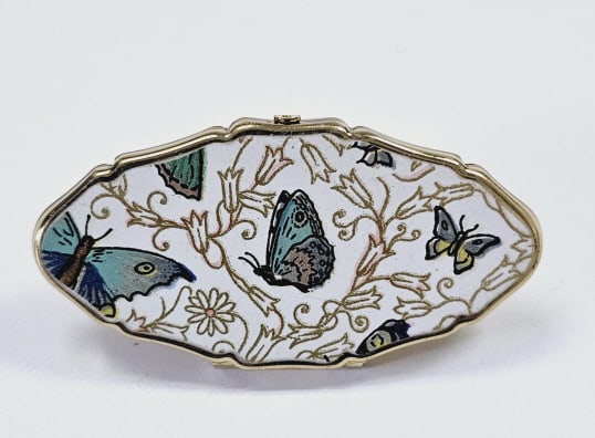 Vintage Butterfly Enamel Lipstick Case with Mirror This is a vintage butterfly lipstick holder. It (1 of 6)