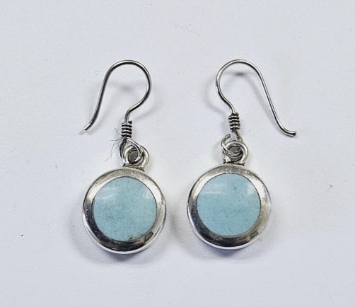 Sterling Silver Larimar Drop Earrings Earrings weigh 8.3 Grams (1 of 6)