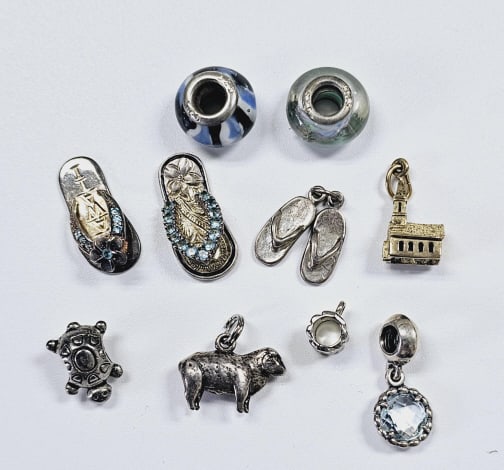 Collection of 10 Sterling Silver Charms Charms weigh 24.7 Grams (1 of 5)