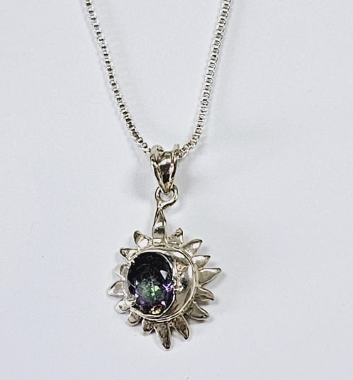 Sterling Silver Mystic Quartz Sun & Moon Necklace Necklace weighs 9.4 (1 of 7)
