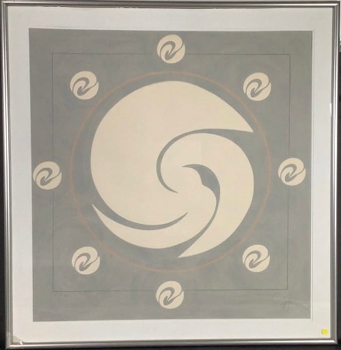 1980 Orbit Mixed Media By Jack Youngerman Media includes silkscreen, pochoir & intaglio print on (1 of 10)