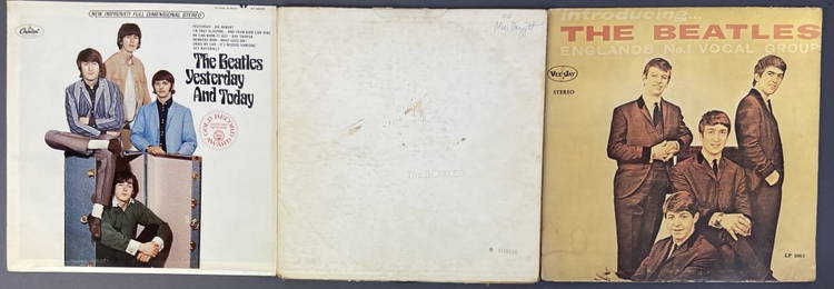 Beatles White Album, Yesterday & Today Vinyl Three vinyl Beatles records.