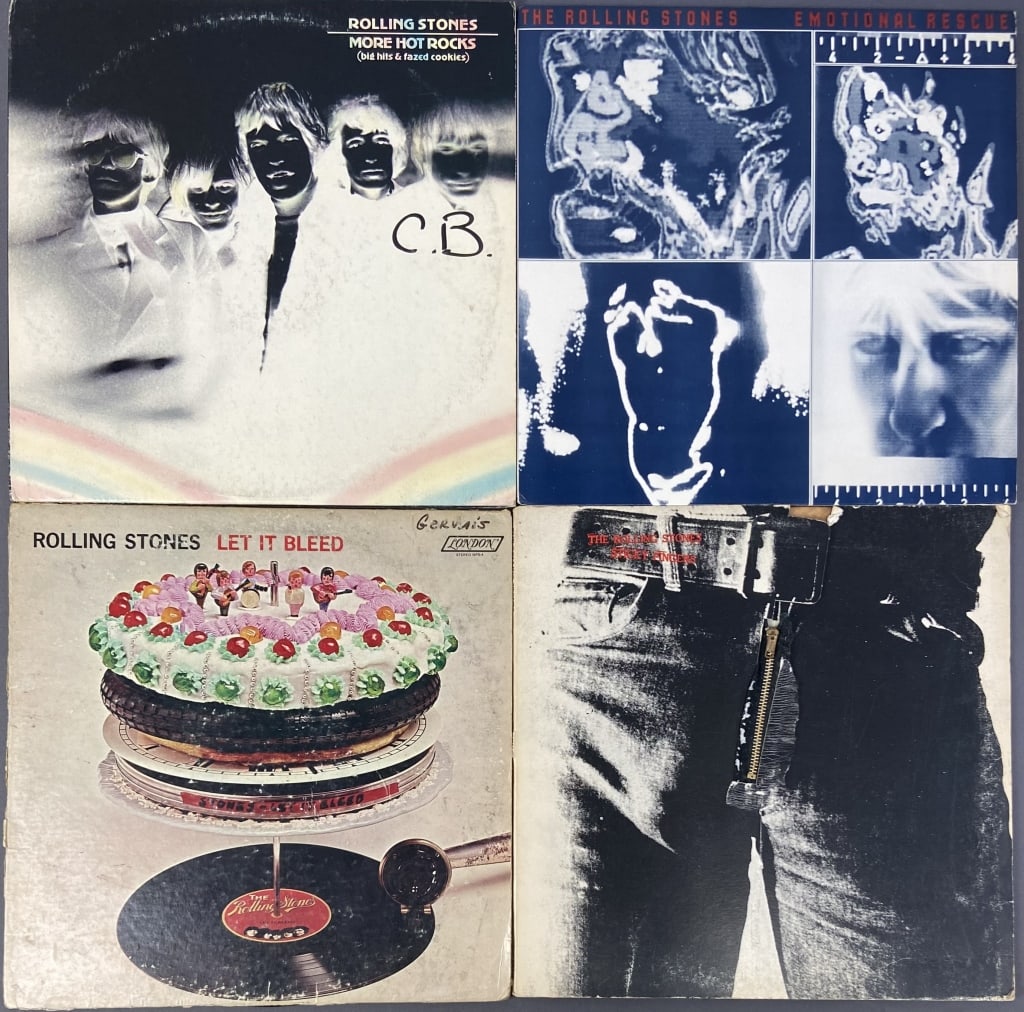 Rolling Stones Vinyl LPs Set of Four Sticky Fingers, gatefold with working zipper and Andy Warhol (1 of 12)