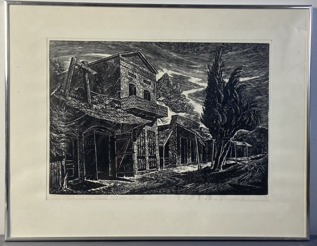 Charles Surendorf Signed Linocut Print Limited edition linocut print of State Street by Charles (1 of 4)