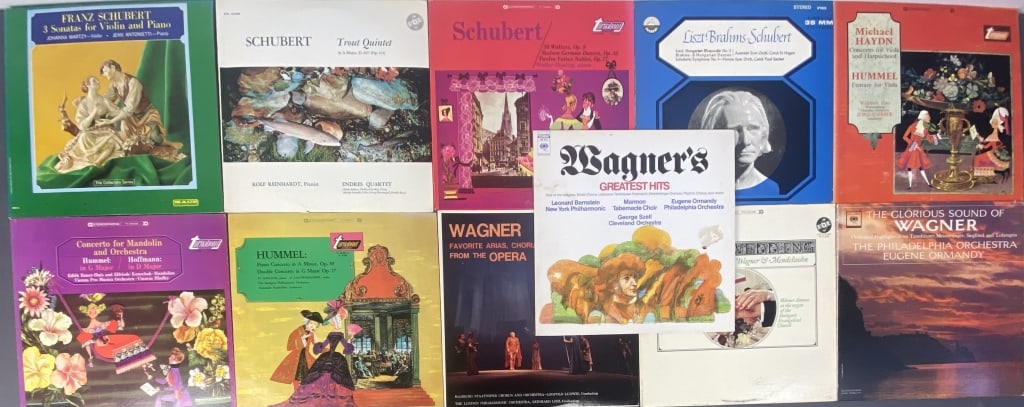 11 Wagner, Hummel, & Schubert Vinyl LP Records Wagner's Greatest Hits, Columbia Masterworks MS 7511. (1 of 7)