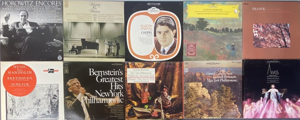 Bernstein, Chopin, Debussy, Beethoven Vinyl LPs Chopin the 24 Etudes, Seraphim Records: Chopin the 24 Etudes, Seraphim Records S-60081. Chopin Polonaise in F Sharp Minor, Horowitz on Television, Columbia Masterworks MS 7106. Chopin Polonaise in A Flat, Horowitz Encores, Columbia Masterwo