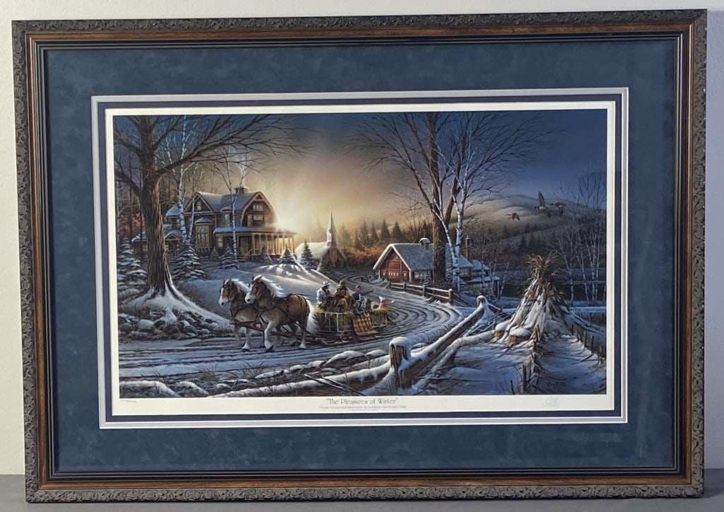 Terry Redlin Pleasures of Winter Framed Print Signed framed limited edition print, signed in pencil (1 of 6)