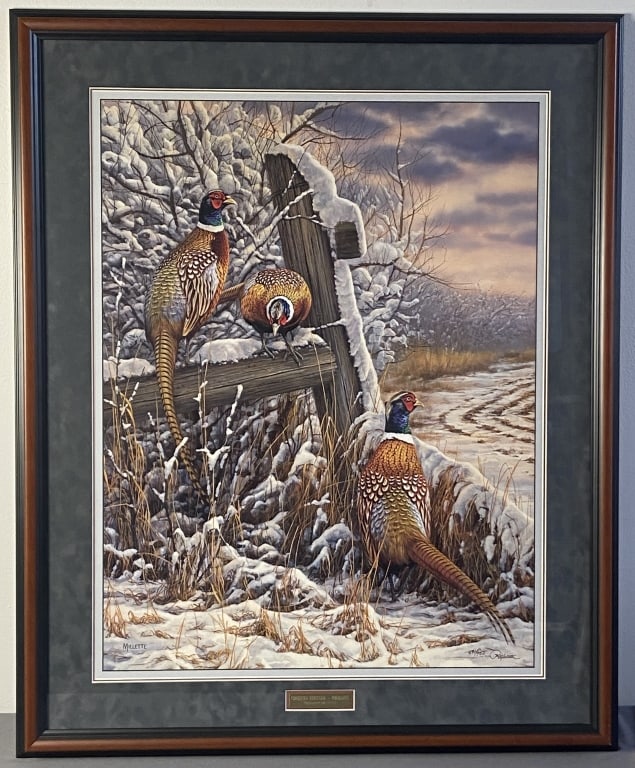 Rosemary Millette Pheasants Print Signed Forgotten Fenceline Pheasants limited edition print by (1 of 6)