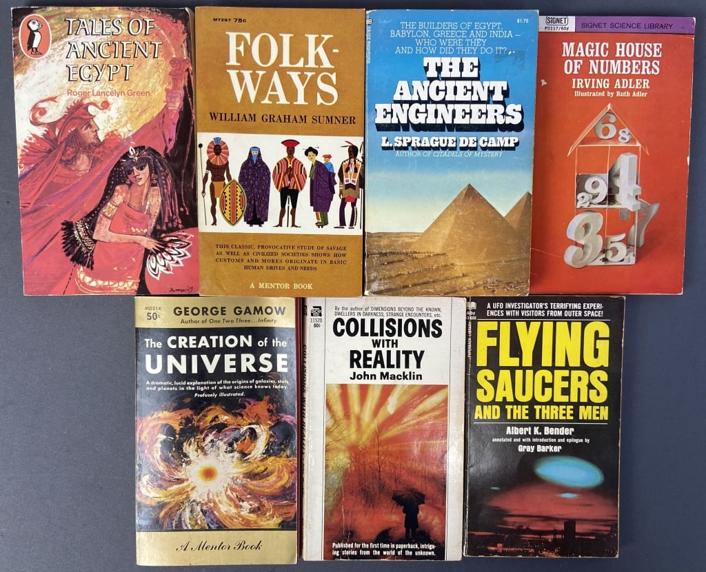 7 Vintage Paperbacks UFOs, Folklore, Magic Folkways by William Graham Sumner, published by Mentor (1 of 9)