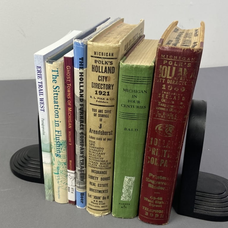 7 Michigan Books & City Directories Polk's Holland (Ottawa County Michigan) City Directory for 1921: Polk's Holland (Ottawa County Michigan) City Directory for 1921 and 1940. Michigan in Four Centuries by F Clever Bald. Published by Harper & Row, 1961, revised and enlarged edition. Missing dust jacke