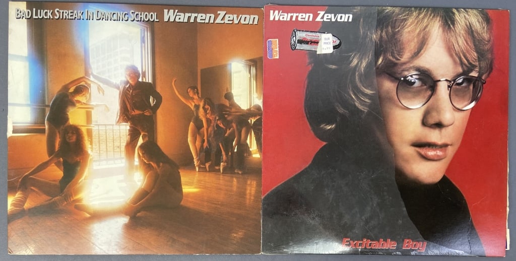 Warren Zevon Vinyl LP Record Albums Set of Two Excitable Boy, Asylum Records 6E-118. Includes paper: Excitable Boy, Asylum Records 6E-118. Includes paper sleeve, with some tears on one side of sleeve. Bad Luck Streak in Dancing School, Asylum Records 5E-509, includes paper sleeve. Vinyl sold untested