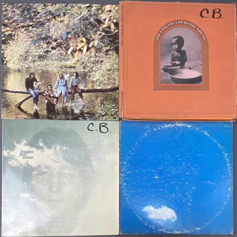 Beatles Solo Projects Vinyl LP Records The Concert for Bangladesh by George Harrison with Billy: The Concert for Bangladesh by George Harrison with Billy Preston, Ravi Shankar, Bob Dylan, Ringo Starr, Keith Richards, Mick Jagger, and others. Apple Records, STCX-3-3385, 1971. Three LP records, boo