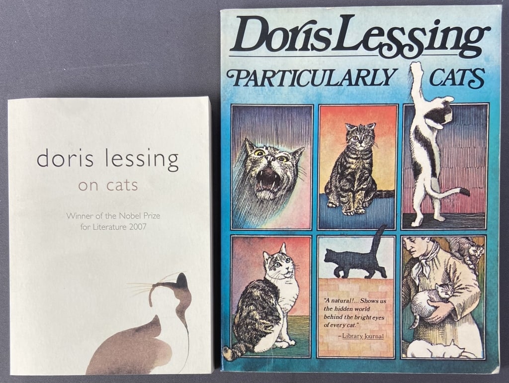 Doris Lessing Cat Books Set of Two On Cats, published by Harper Perennial,: On Cats, published by Harper Perennial, 2008. Particularly Cats, published by Simon and Schuster, 1978