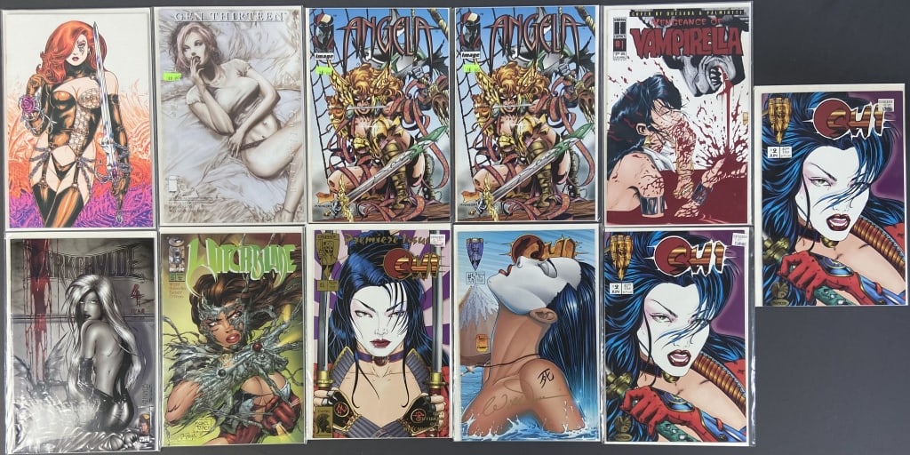 11 Female Superhero Comic Books Chi, Angela Chi #1 March 1994, #2 June 1994 (2 copies), #5 April (1 of 4)