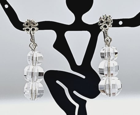 Vintage Sterling Silver Crystal Drop Earrings Earrings weigh 5.6 (1 of 4)