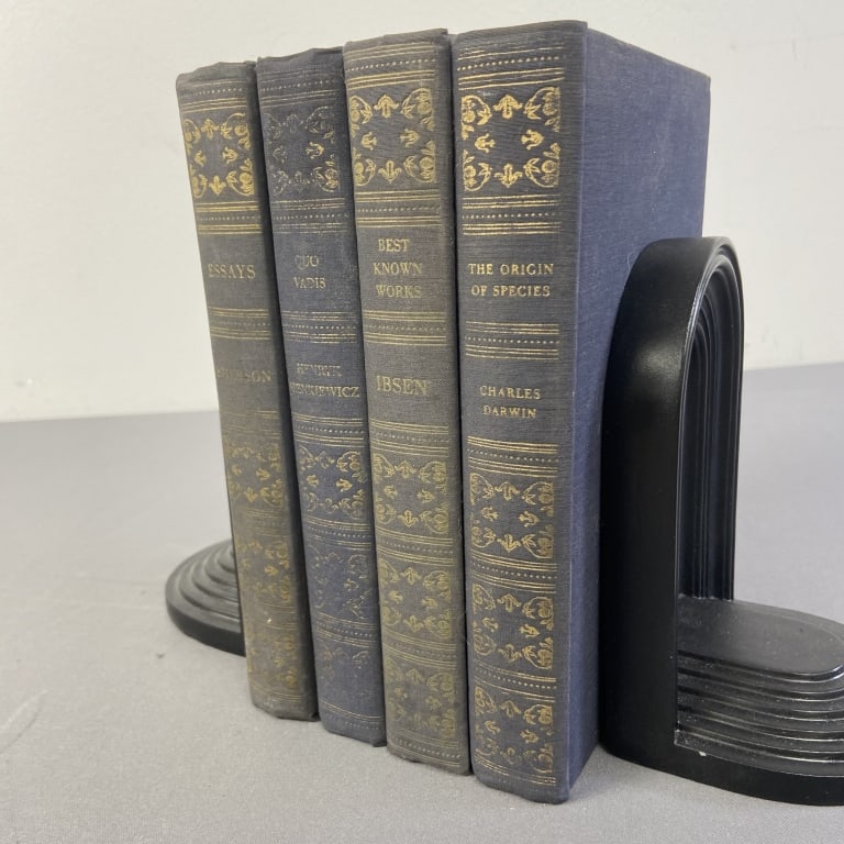 Literary Classics Set Darwin, Ibsen, Emerson Four blue cloth bound classic Literature books with (1 of 12)