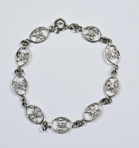 Sterling Silver Butterfly Cutout Link Bracelet Bracelet weighs 5.7 Grams (1 of 6)