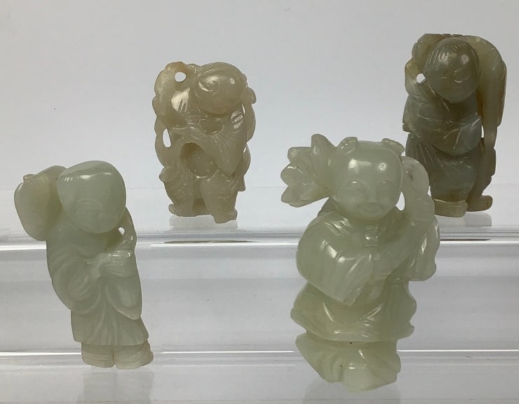 Carved Jade Chinese Figurines Please see images for details regarding condition. (1 of 10)
