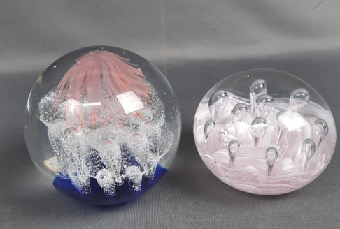 Pair of Art Glass Bubble Paperweights Please see images for details regarding condition. (1 of 8)