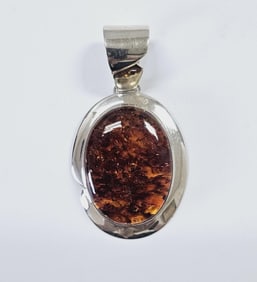 Sterling Silver Jay King Desert Rose Amber Pendant Pendant weighs 25.0 Grams