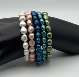 Set of Five Honora Stretch Pearl Bracelets Each Bracelet Measures 7" Stretch Bands