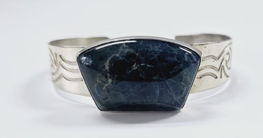 Jay King Sterling Silver Blue Apatite Cuff Bracelet Weighs 35.0 Grams