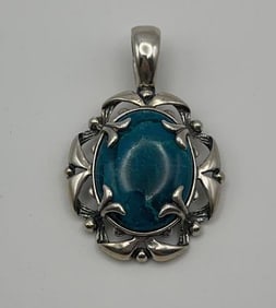Carolyn Pollack Sterling Chrysocolla Pendant Pendant Weighs 19.3 Grams