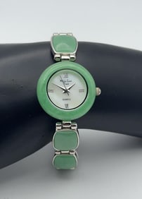 Main Line Time Jade Silver Tone Watch Watch Measures 7.5" Watch is Not Tested