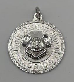 Sterling Silver Mickey Mouse Icon Pendant Pendant Weighs 4.4 Grams